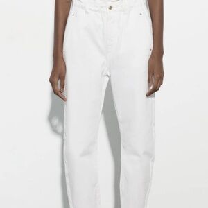 Zara Women's Paperbag Waist White Jeans